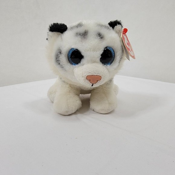 TY Beanie Baby 6" Tundra White Tiger Plush Stuffed Animal Toy with Tags Has Hole - Picture 1 of 11